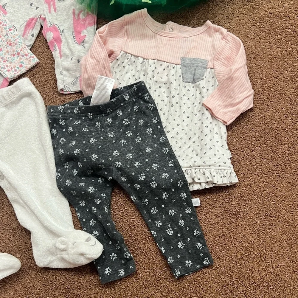 Bundle of 14 Girls Clothing Pieces Size 3 Months Onesies, Pants, Sets, Tutus
